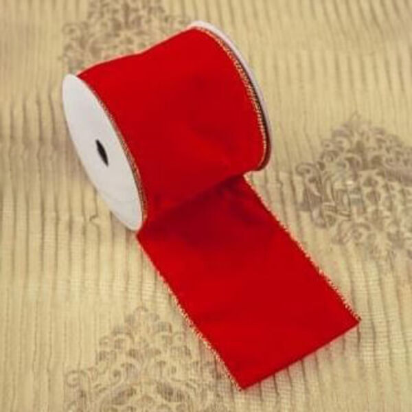 Fita Natalina Aramada De Veludo Vermelho 10cm X 9 14m | Formo